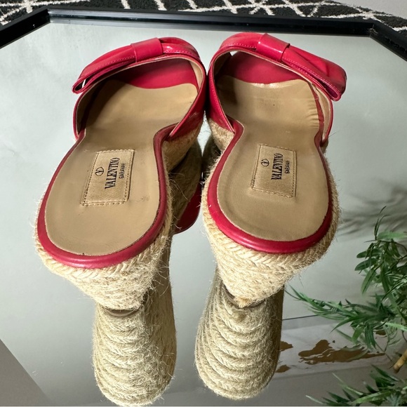 VALENTINO Pink Bow Wedge Espadrilles SZ 39 - Picture 5 of 7